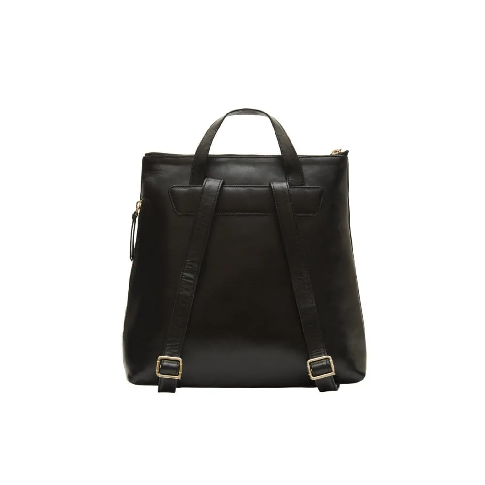 Leather 13" Laptop Backpack - Black