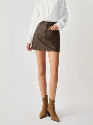 Leather Double Graceful Pockets Mini Skirt