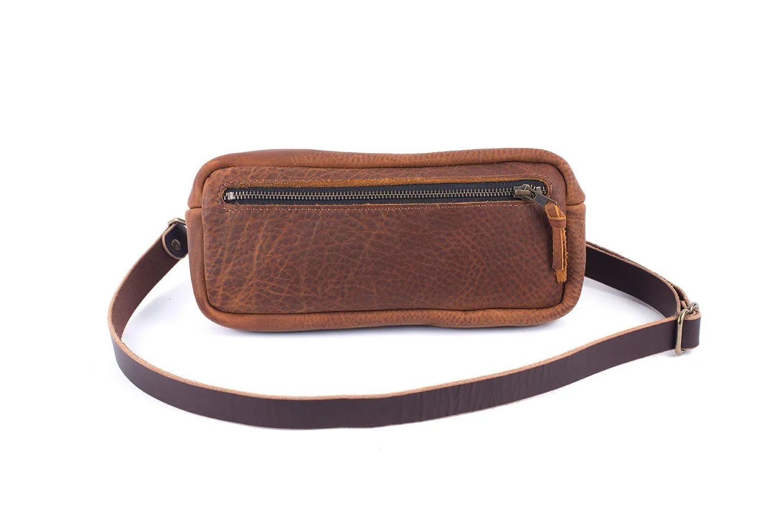 LEATHER FANNY PACK / LEATHER WAIST BAG - SADDLE