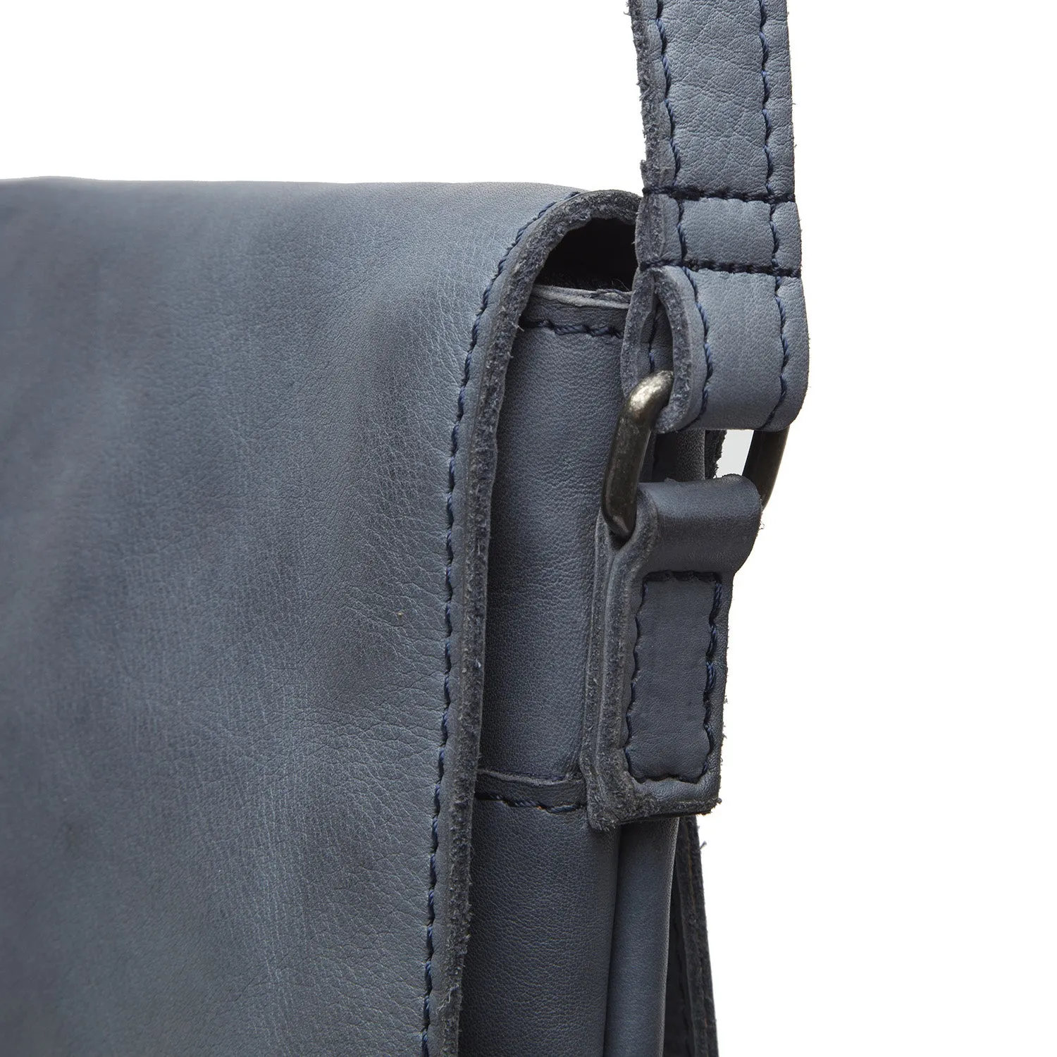 Leather Shoulder Bag Navy Duncan