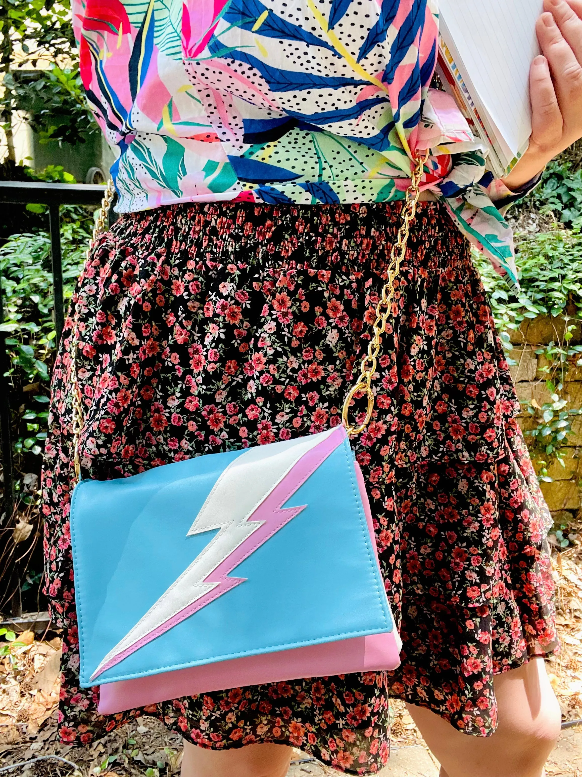 Lightning Bolt Romy Convertible Clutch in Trans Pride