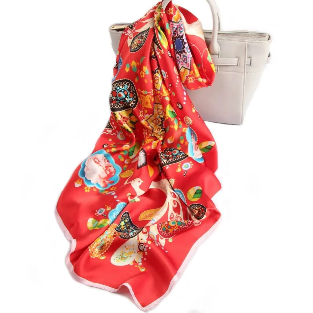 Limited Edition Extra Large Silk Scarf Red