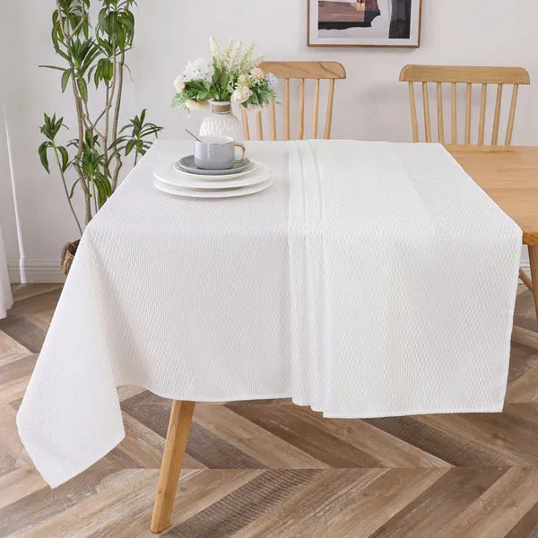 Majestic White Chenille Jaquard Tablecloth 1pc