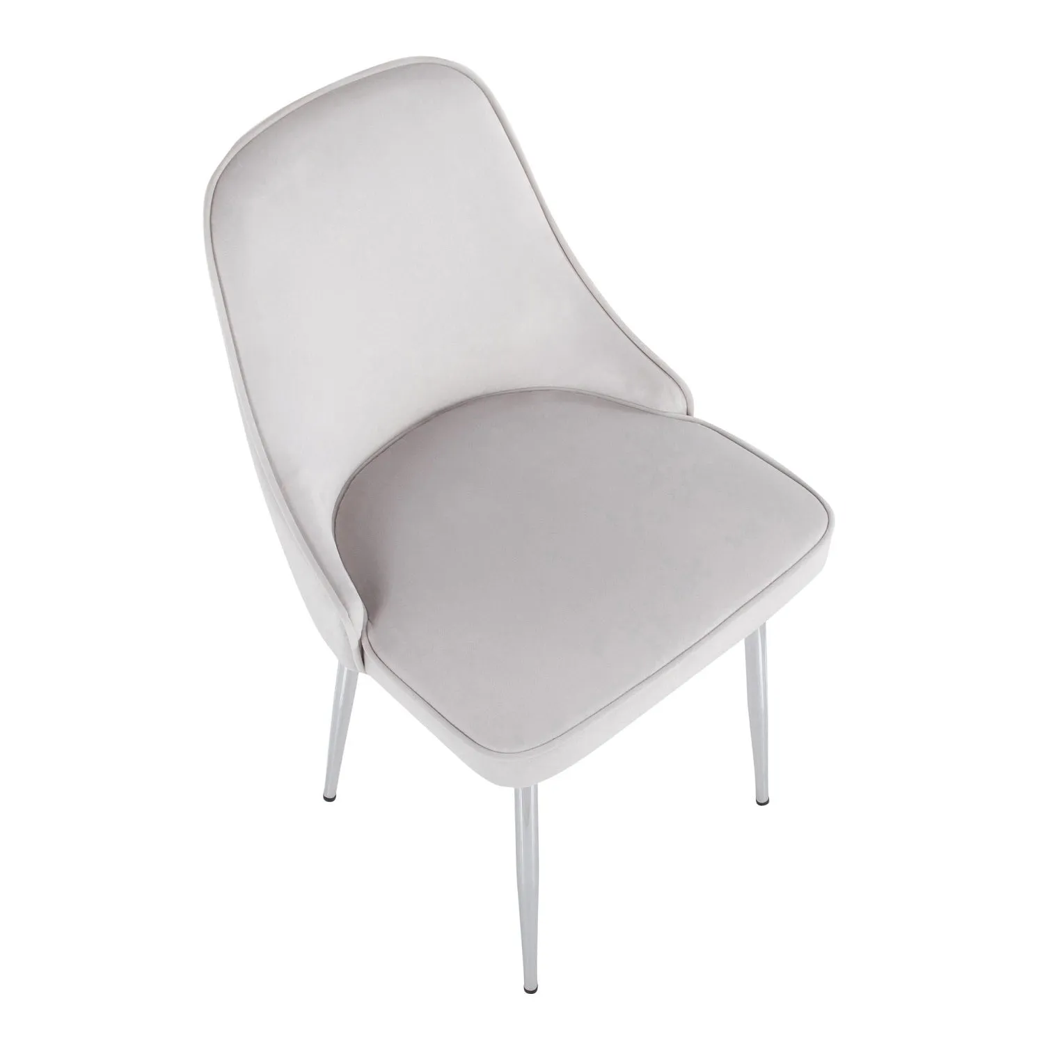 Marcel Contemporary Dining Chair with Chrome Frame and Stormy White Velvet Fabric by LumiSource - Set of 2