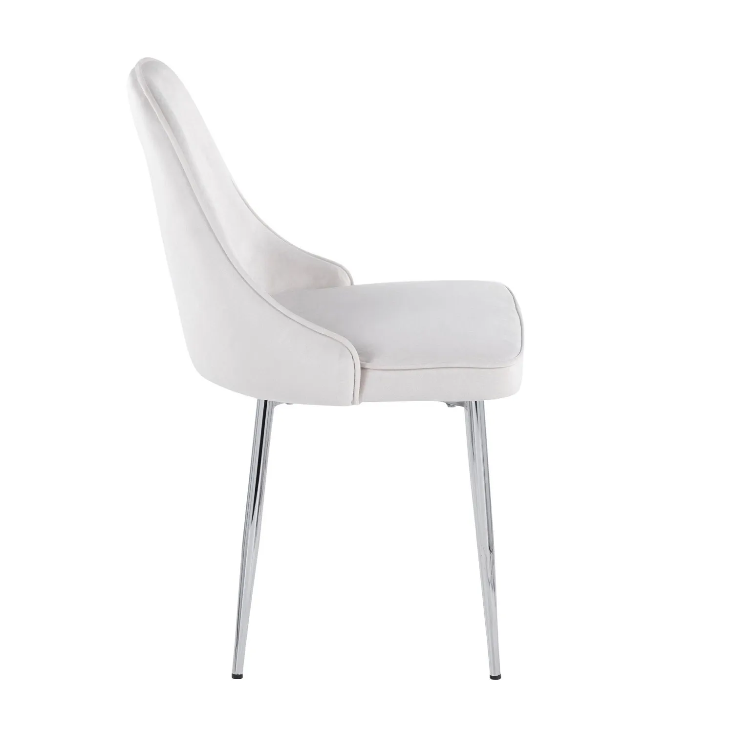 Marcel Contemporary Dining Chair with Chrome Frame and Stormy White Velvet Fabric by LumiSource - Set of 2