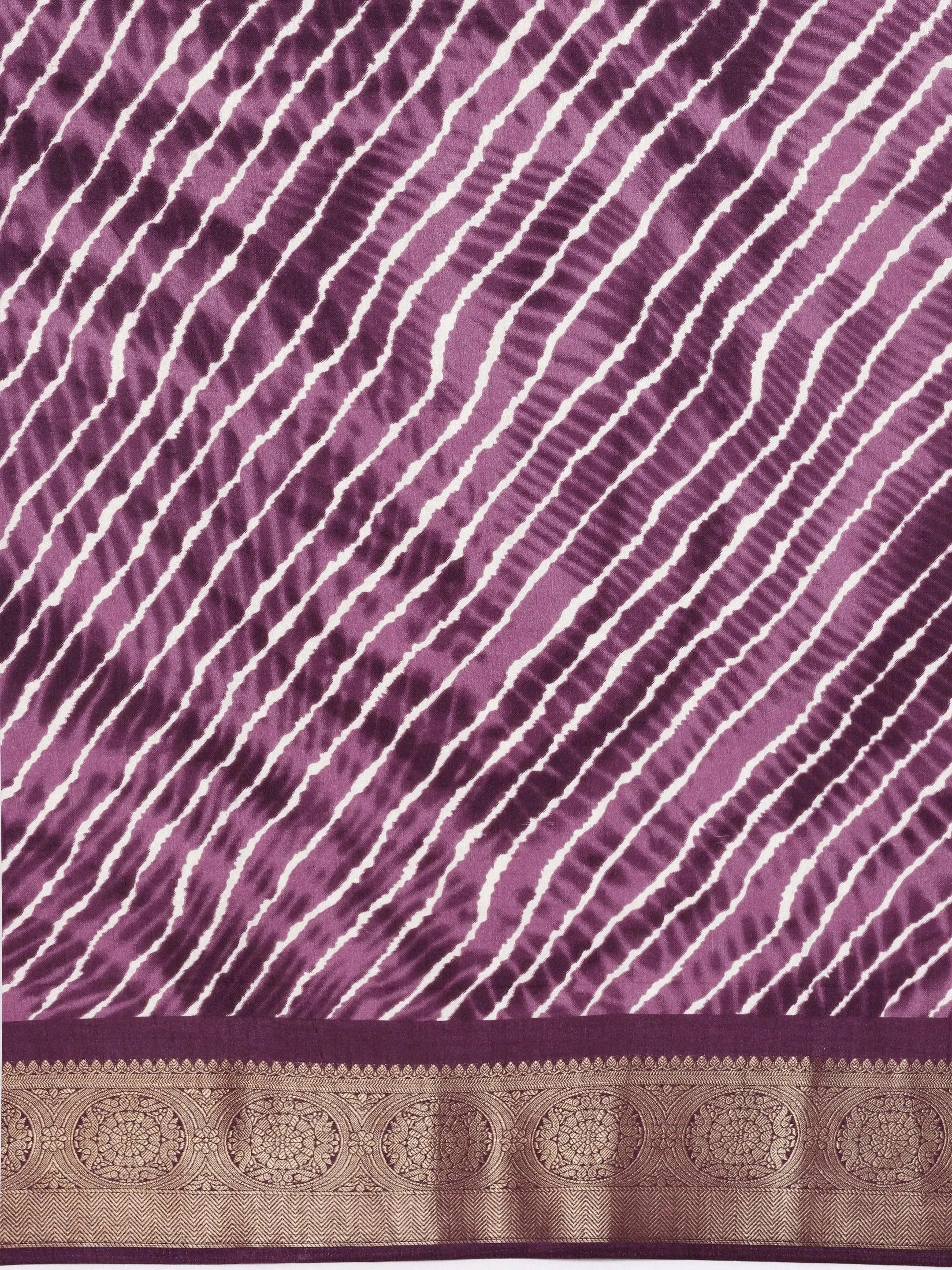 Mauve Printed Silk Blend Saree With Unstitched Blouse Piece