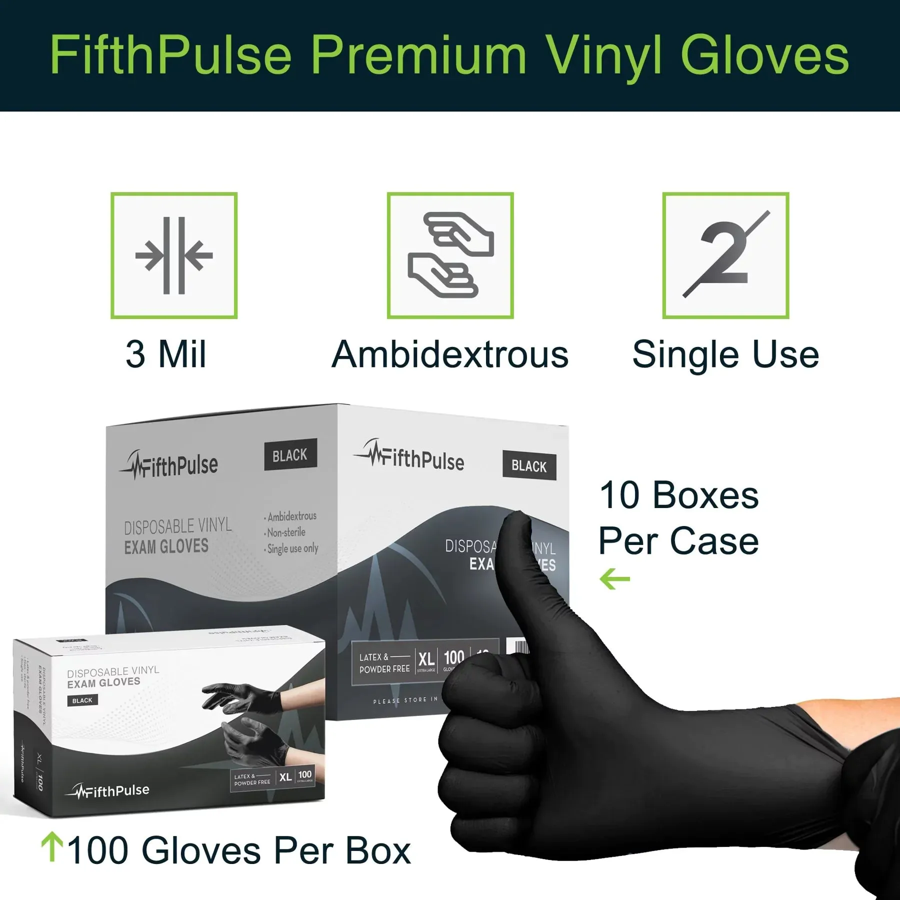 Medical Grade Vinyl Gloves - Black