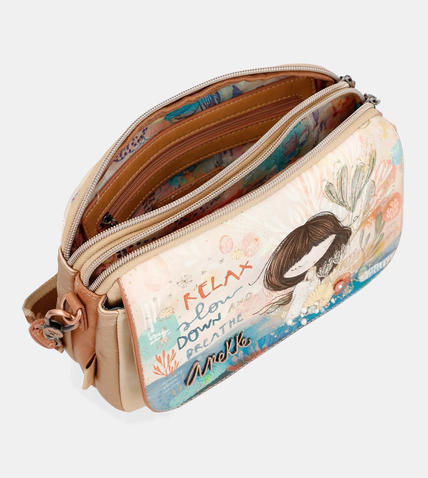 Mediterranean flap shoulder bag