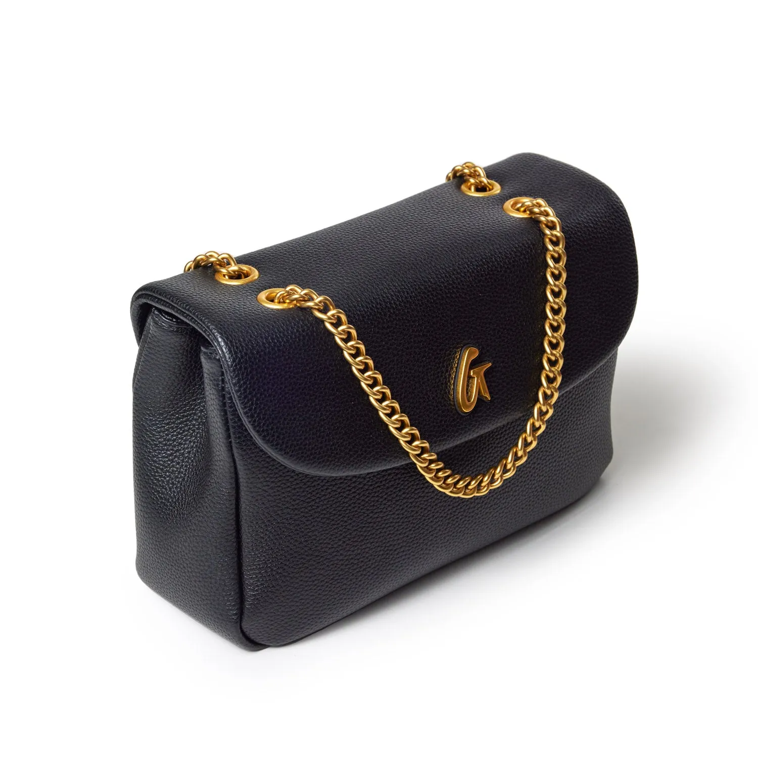 MEDIUM PEBBLE FLAP BAG - BLACK