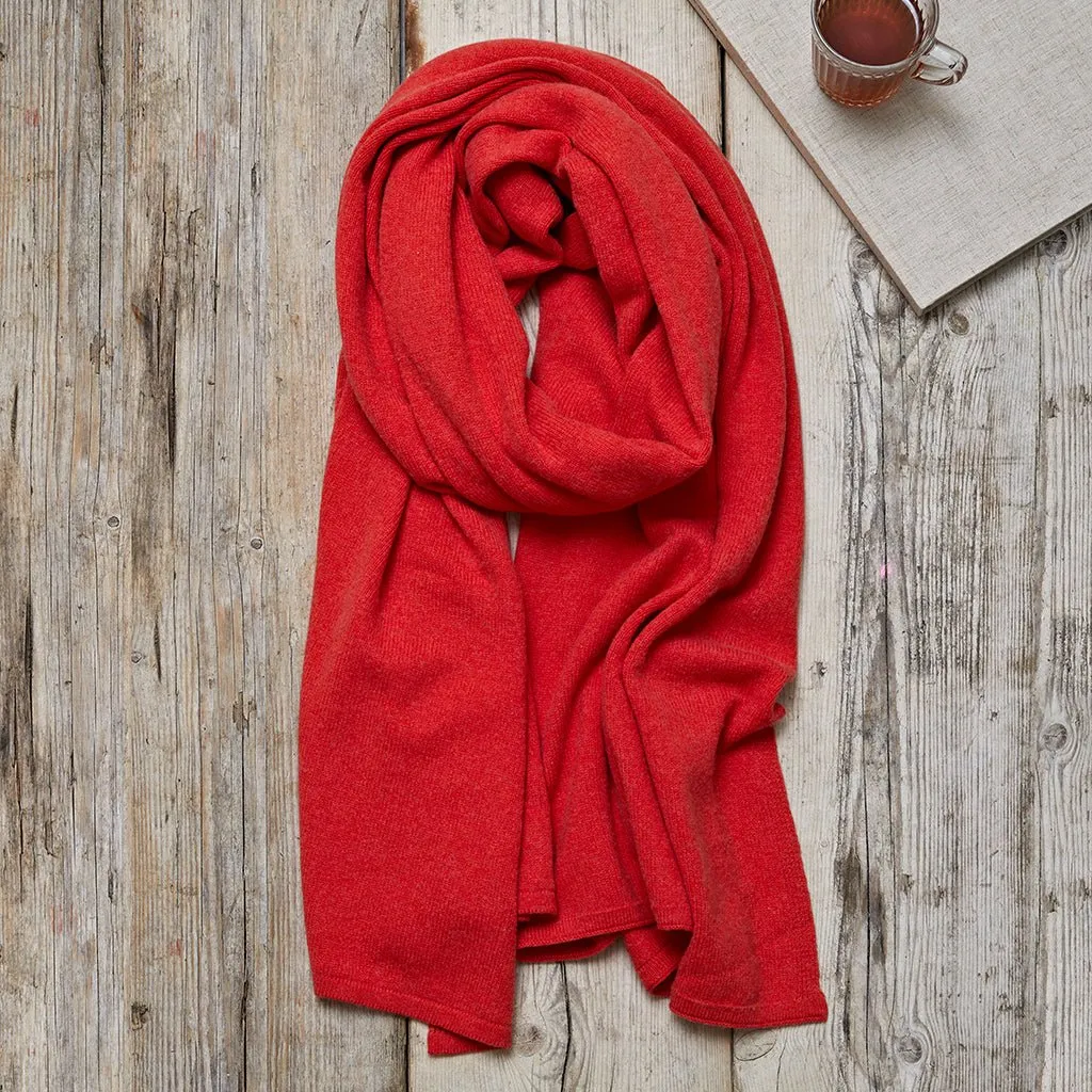 Merino Wool Wrap In Coral