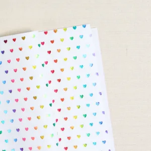 Metallic Rainbow Hearts on White