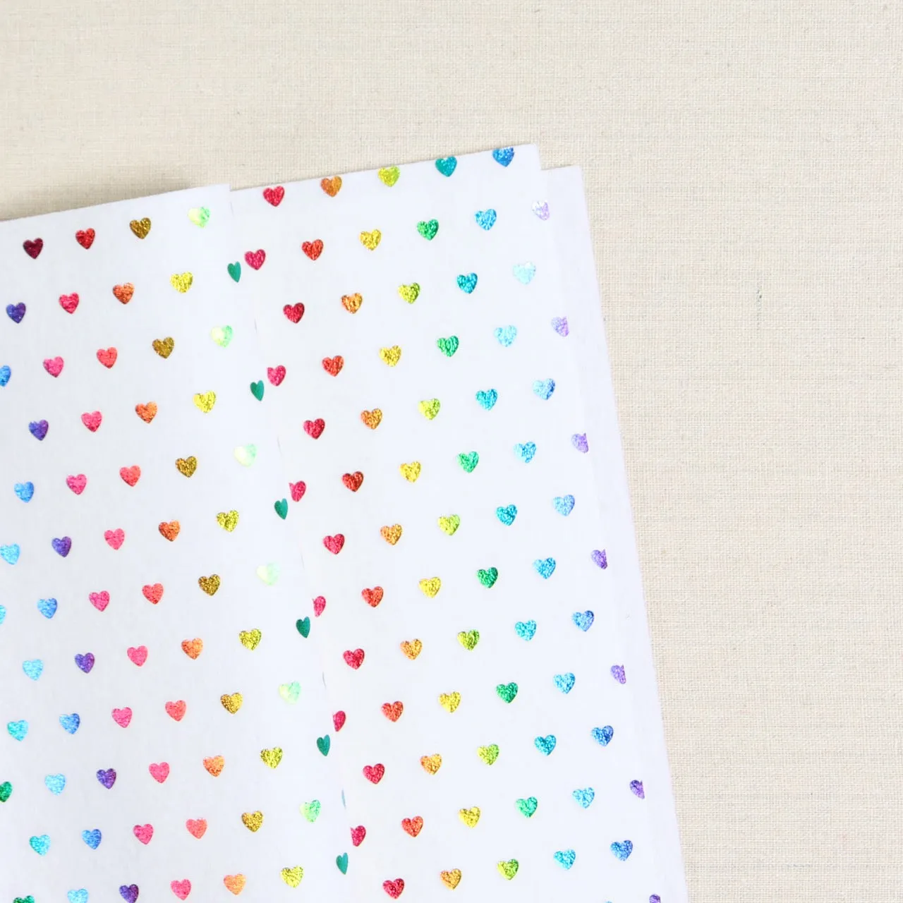 Metallic Rainbow Hearts on White