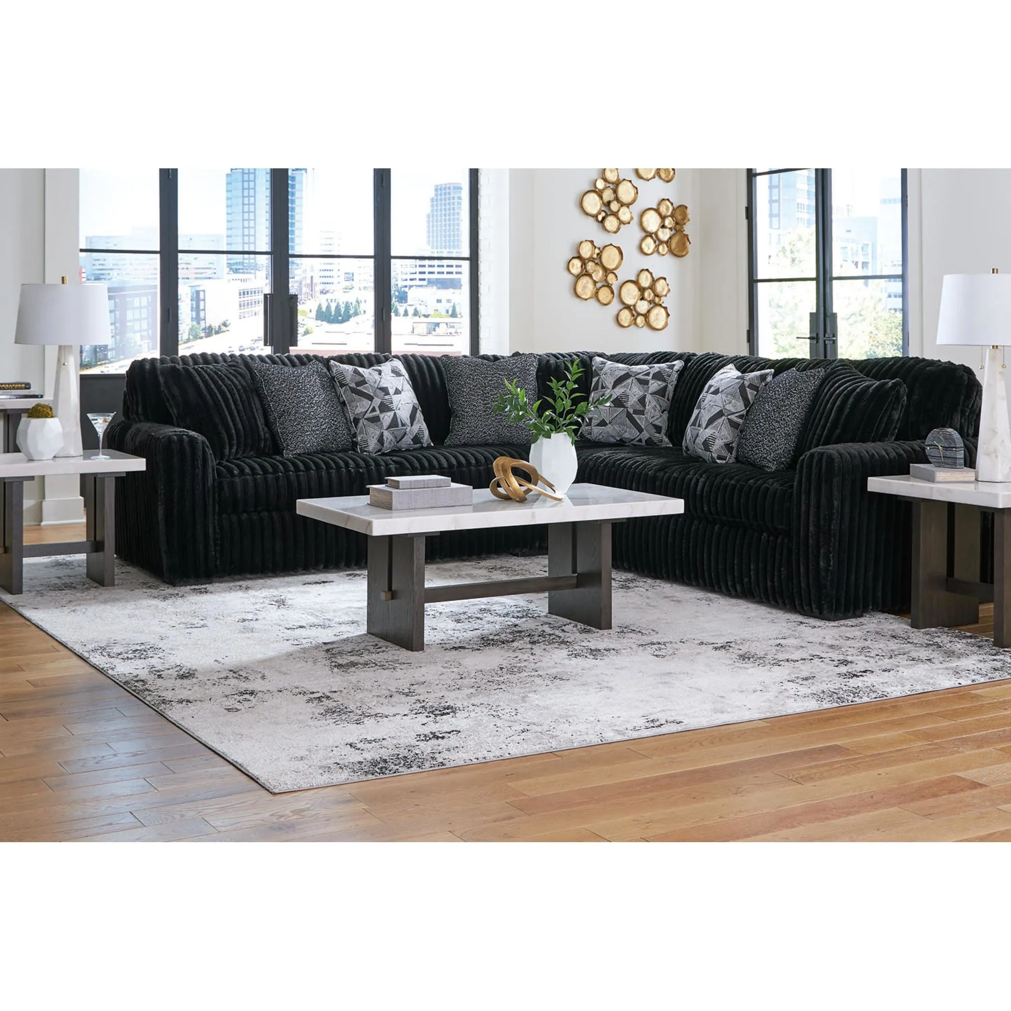 Midnight-Madness 3 Piece Sectional - Onyx