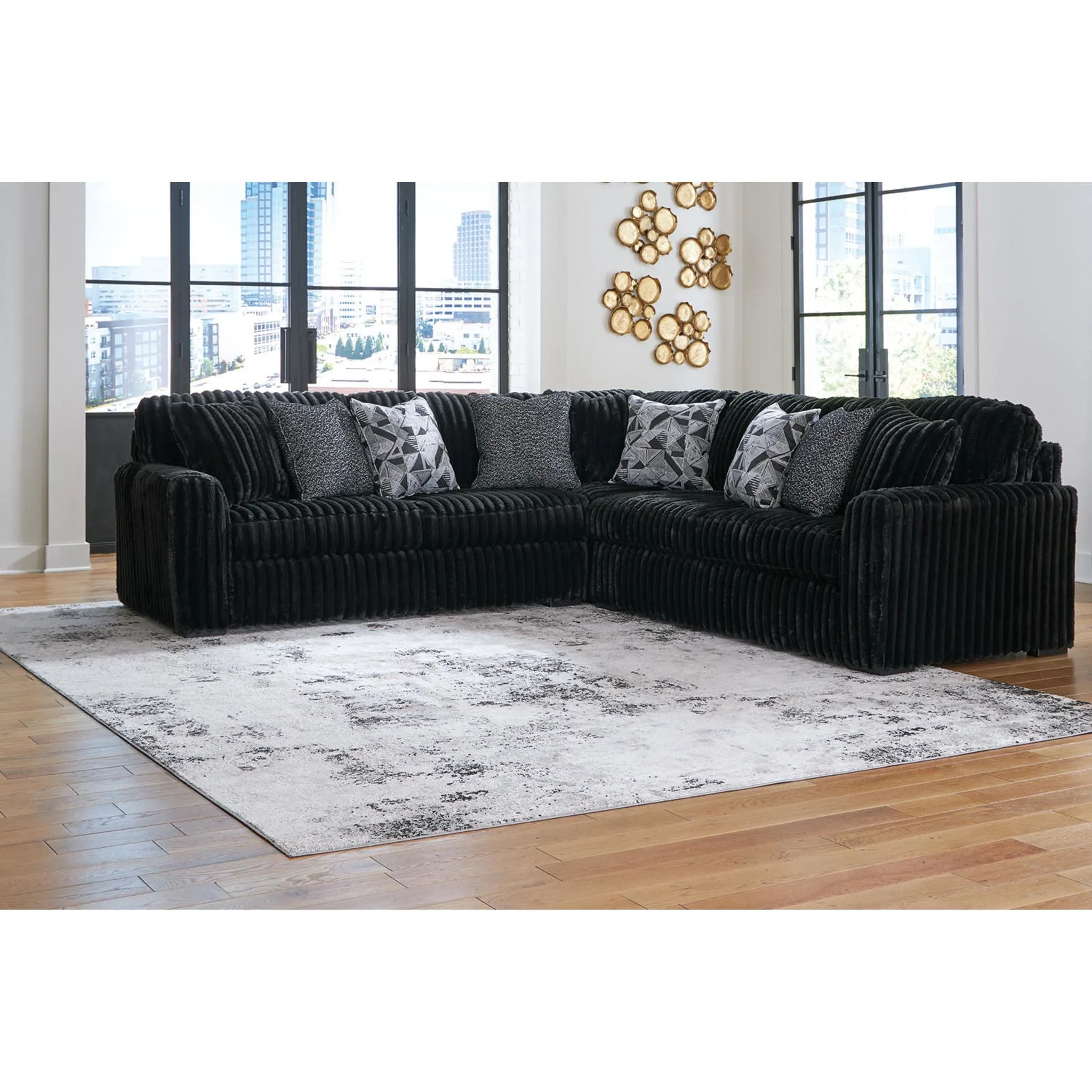 Midnight-Madness 3 Piece Sectional - Onyx