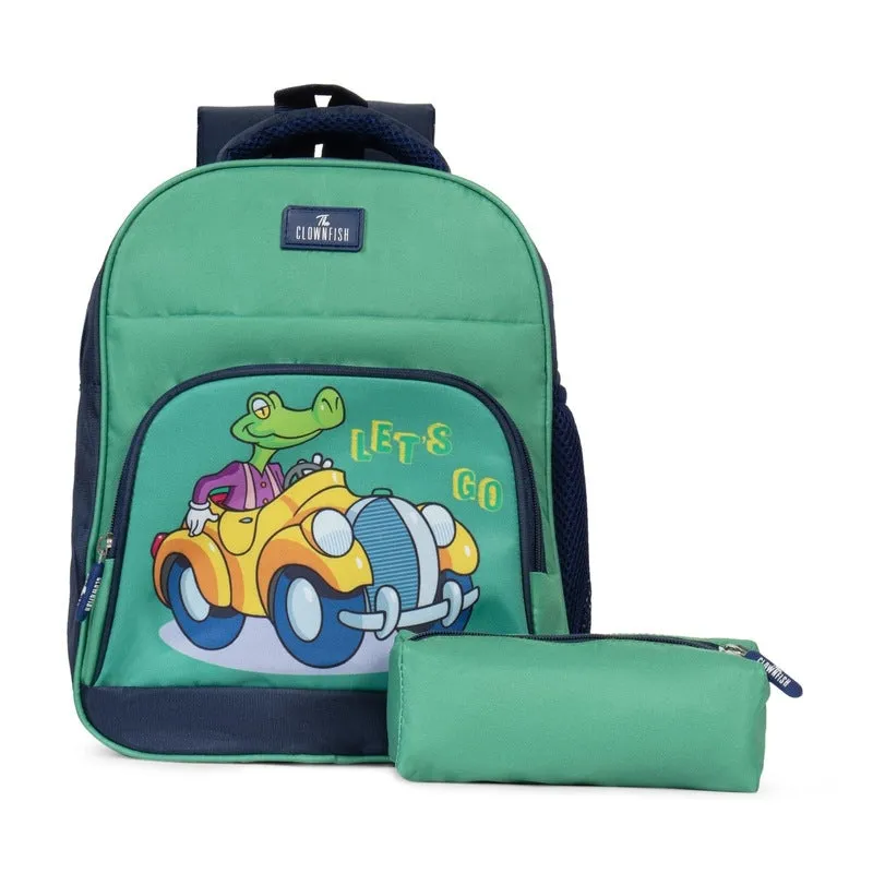 Mini Explorer: Luggage Casual Backpack with Pouch | 12 Litres | Green - Car