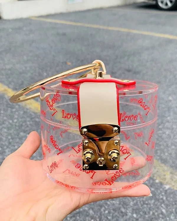 Mini Round Transparent Jelly Bag Silk Scarf Clutch