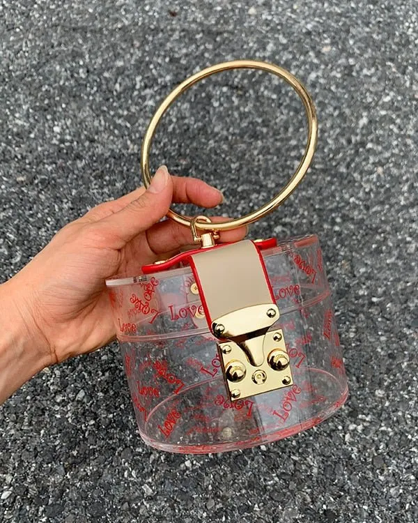 Mini Round Transparent Jelly Bag Silk Scarf Clutch