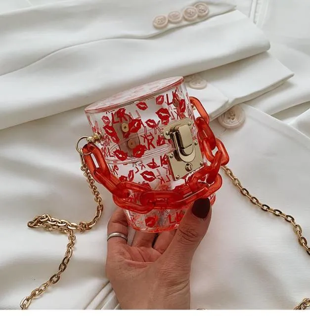 Mini Round Transparent Jelly Bag Silk Scarf Clutch