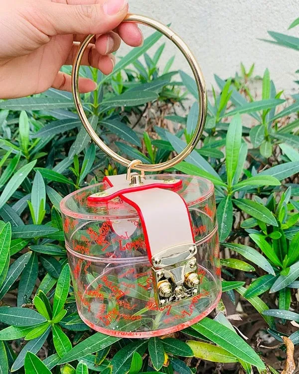 Mini Round Transparent Jelly Bag Silk Scarf Clutch