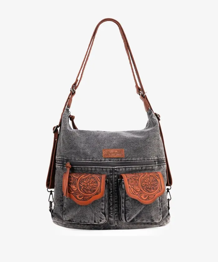 Montana West Wrangler Floral Tolled Denim Hobo Bag