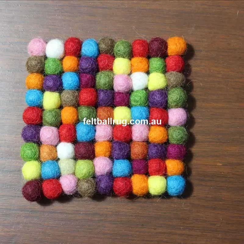 Multicolored Square Felt Ball Coaster