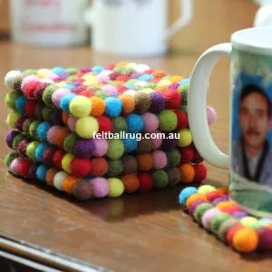 Multicolored Square Felt Ball Coaster