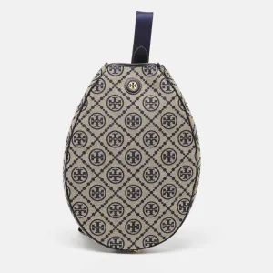 Navy Blue T Monogram Jacquard Canvas Tennis Bag