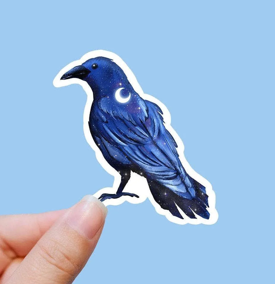 Night Raven Vinyl Sticker: Die Cut Unpackaged