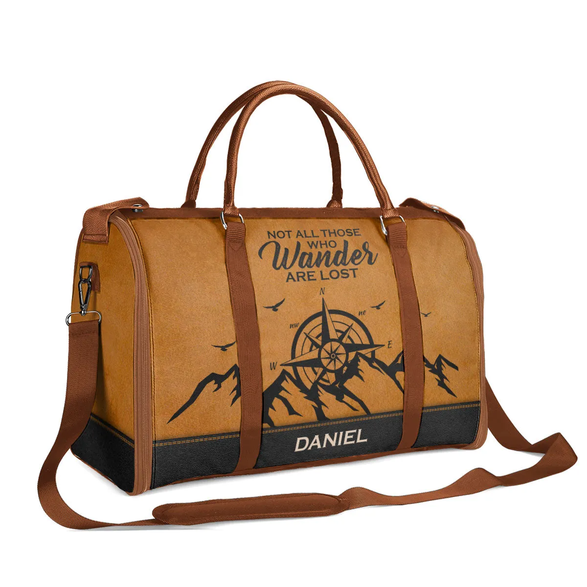 Not All Those Who Wander Are Lost - Personalized Leather Duffle Bag SBDBHN21