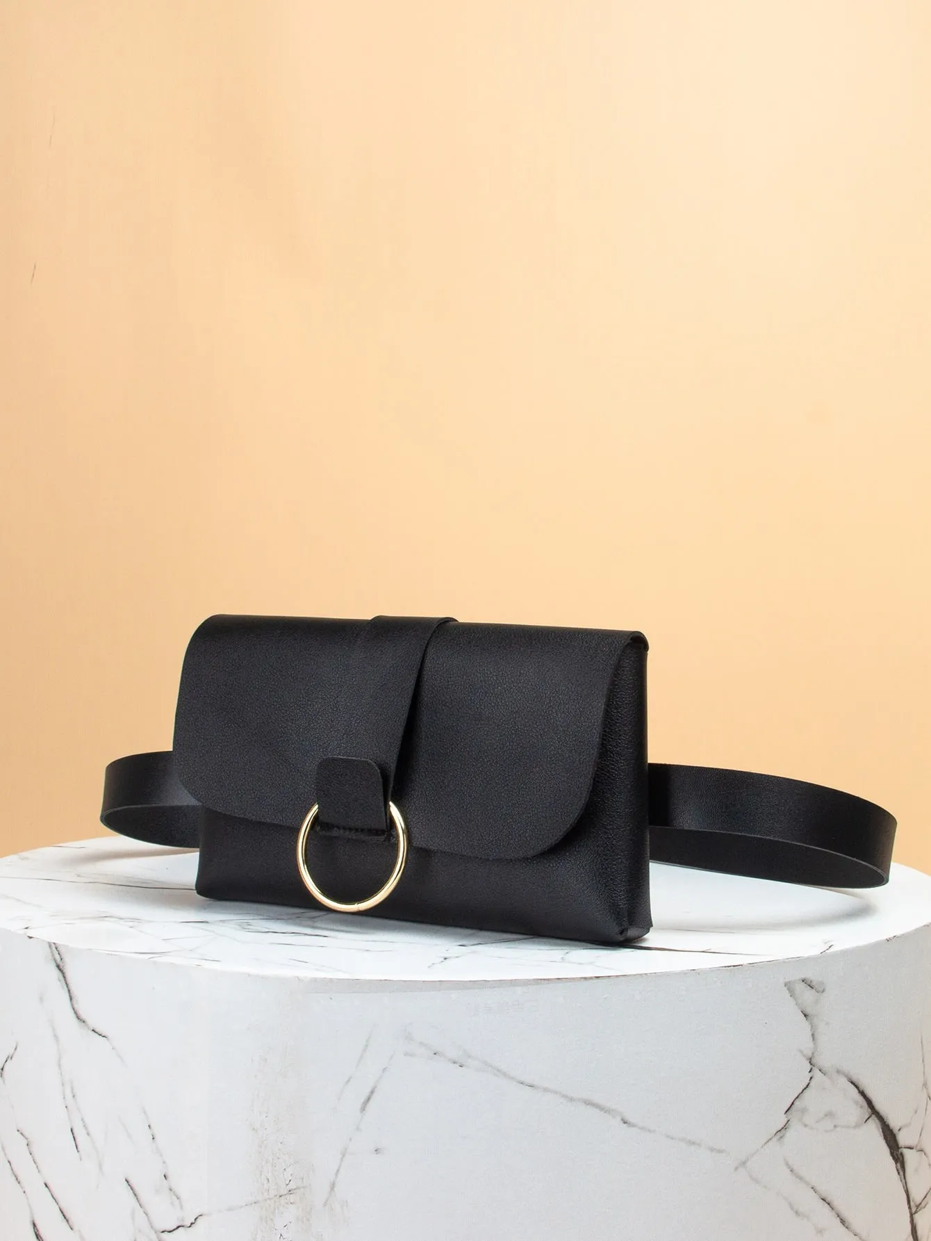 O ring Decor Flap Belt Bag