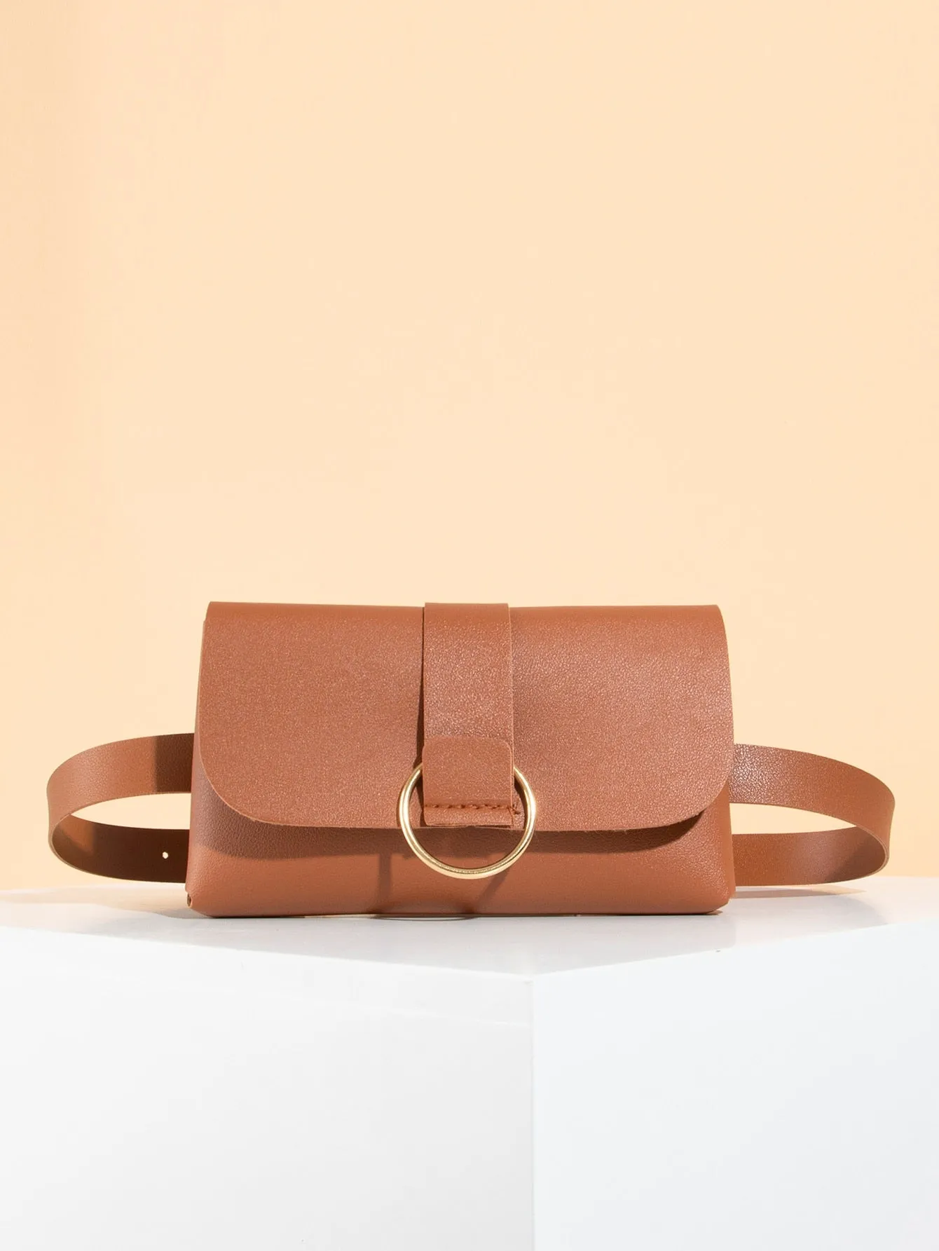 O ring Decor Flap Belt Bag