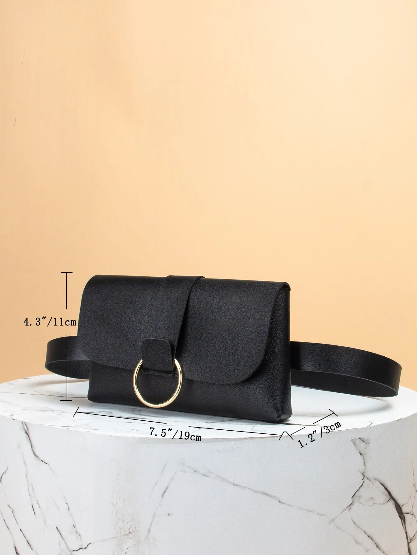 O ring Decor Flap Belt Bag