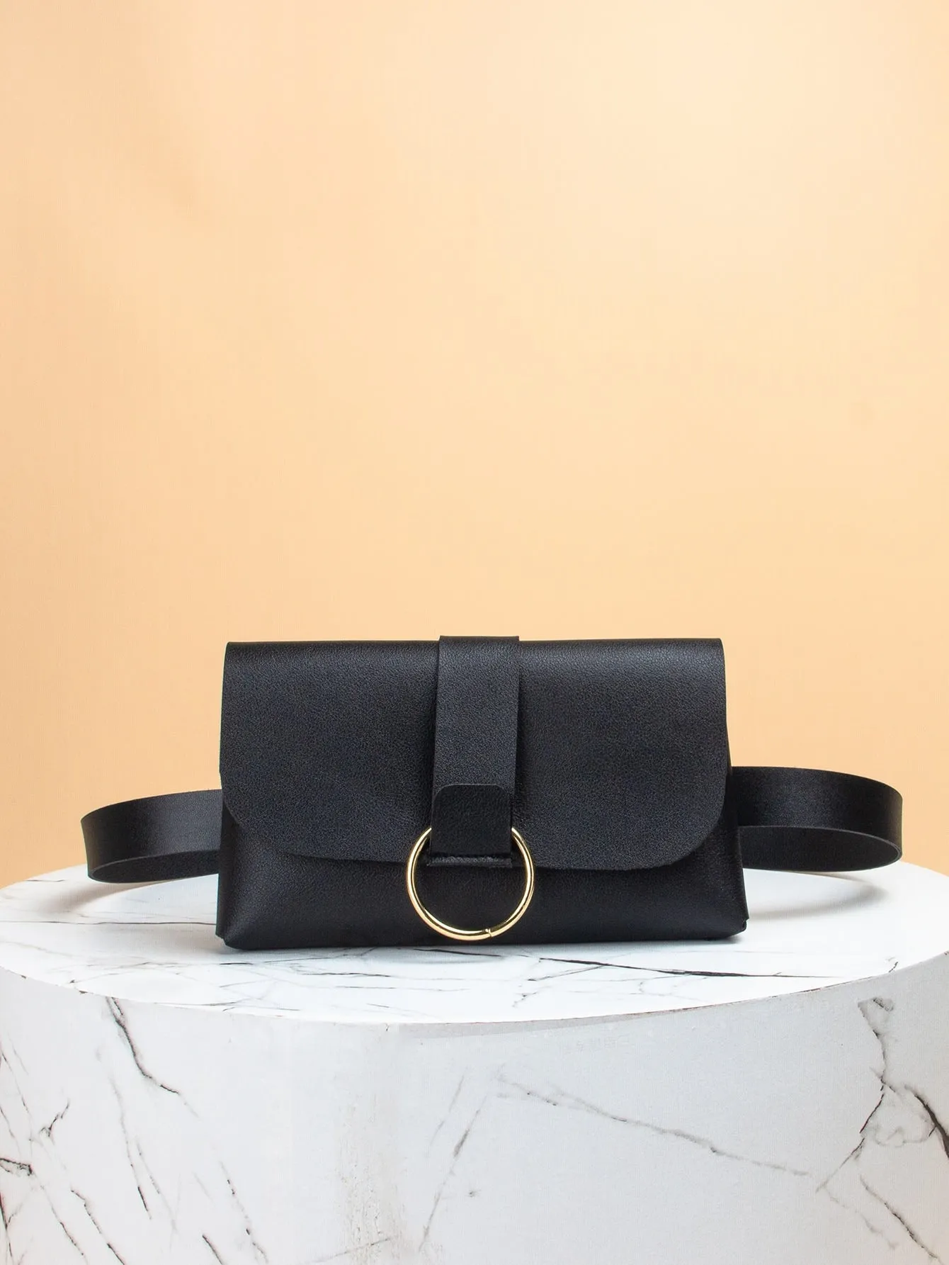 O ring Decor Flap Belt Bag