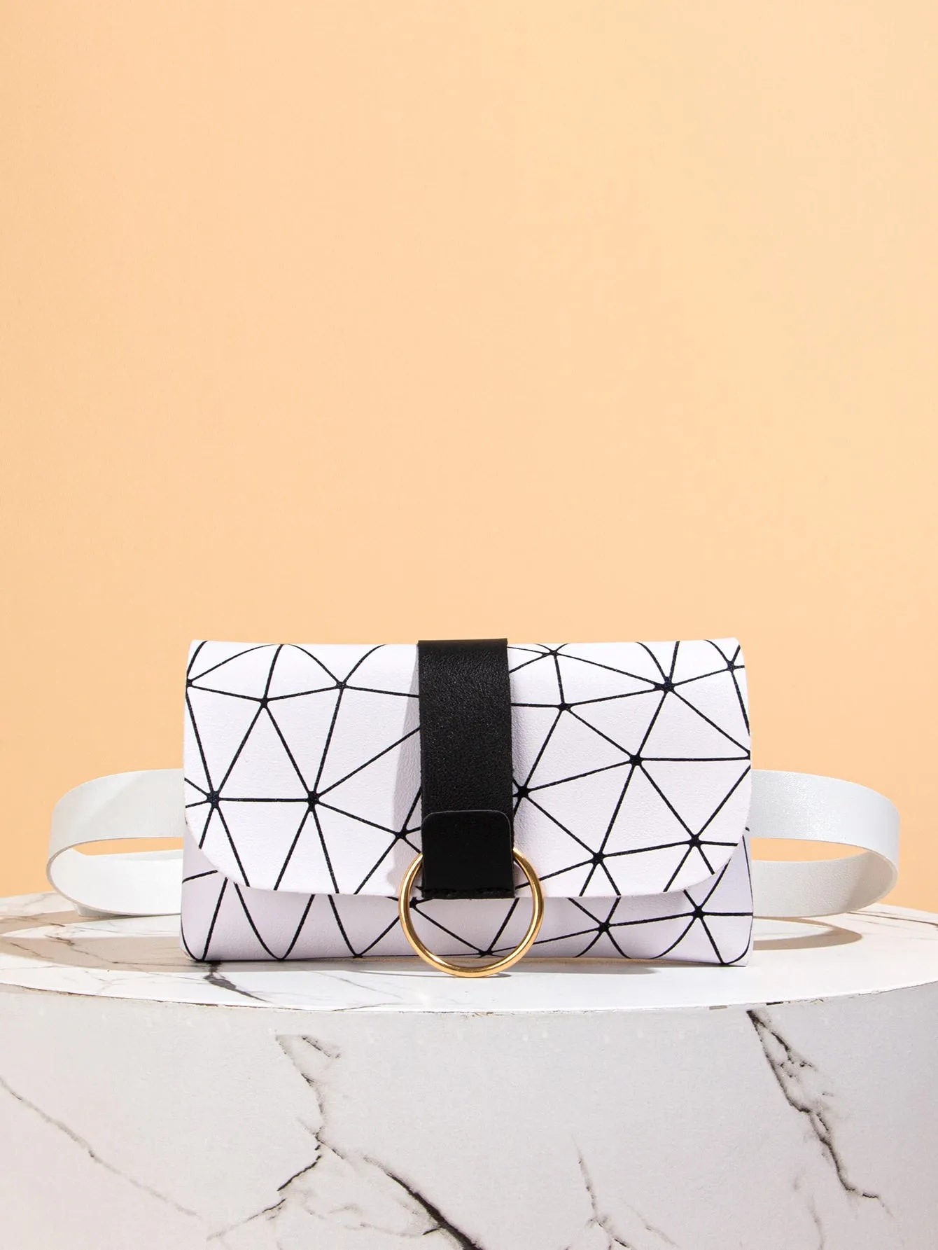 O ring Decor Flap Belt Bag