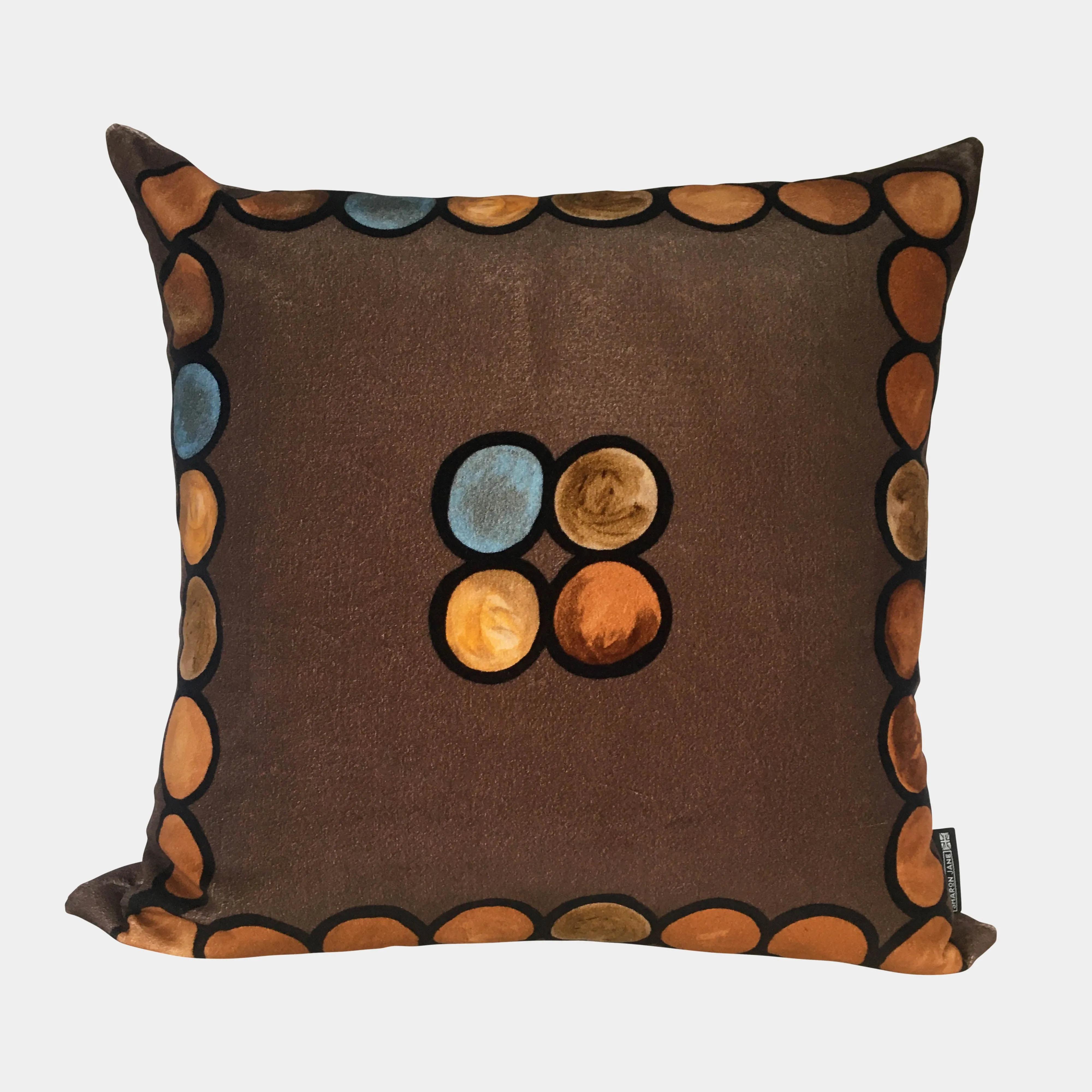 Ombré Circle Velvet Cushion - Chocolate   Terracotta