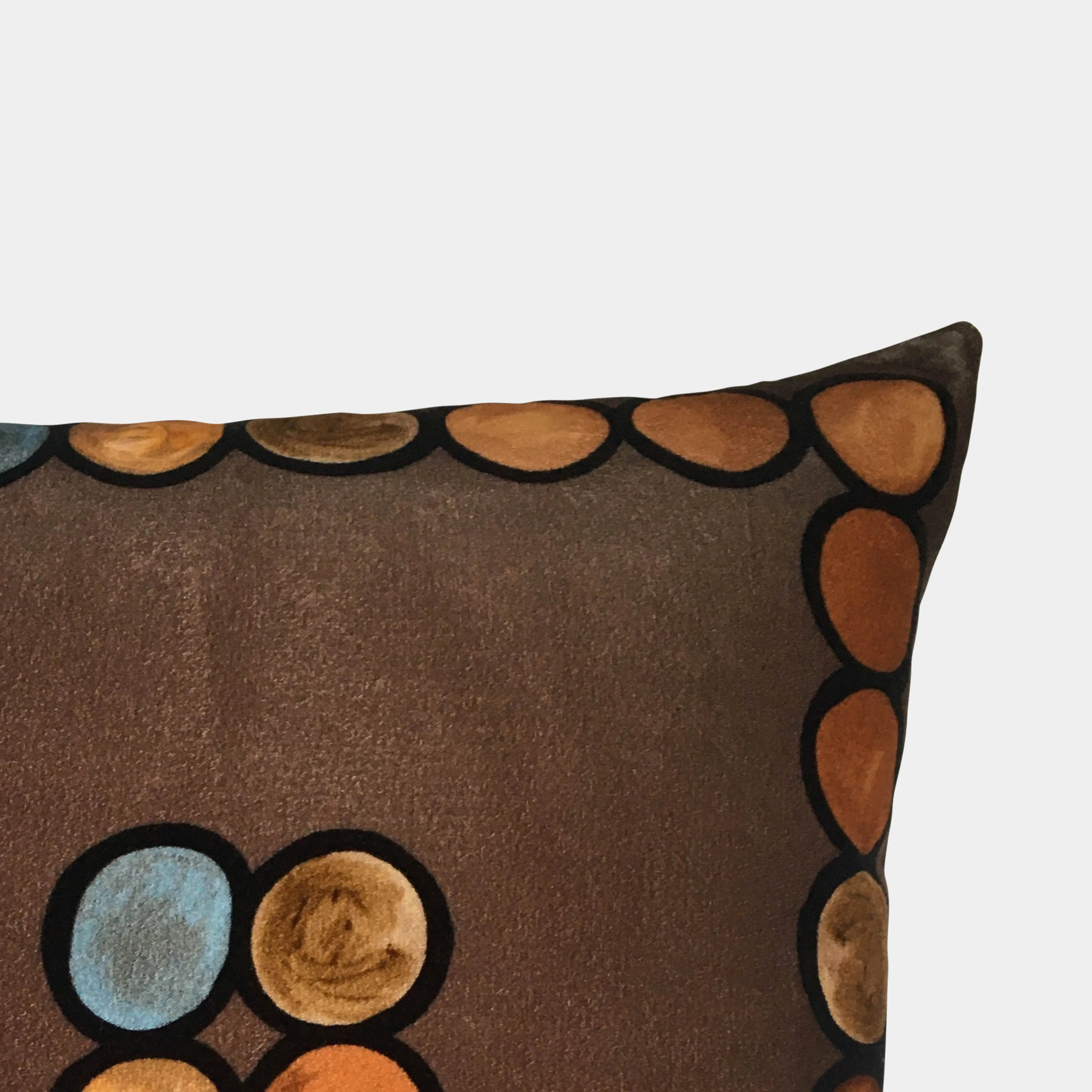 Ombré Circle Velvet Cushion - Chocolate   Terracotta