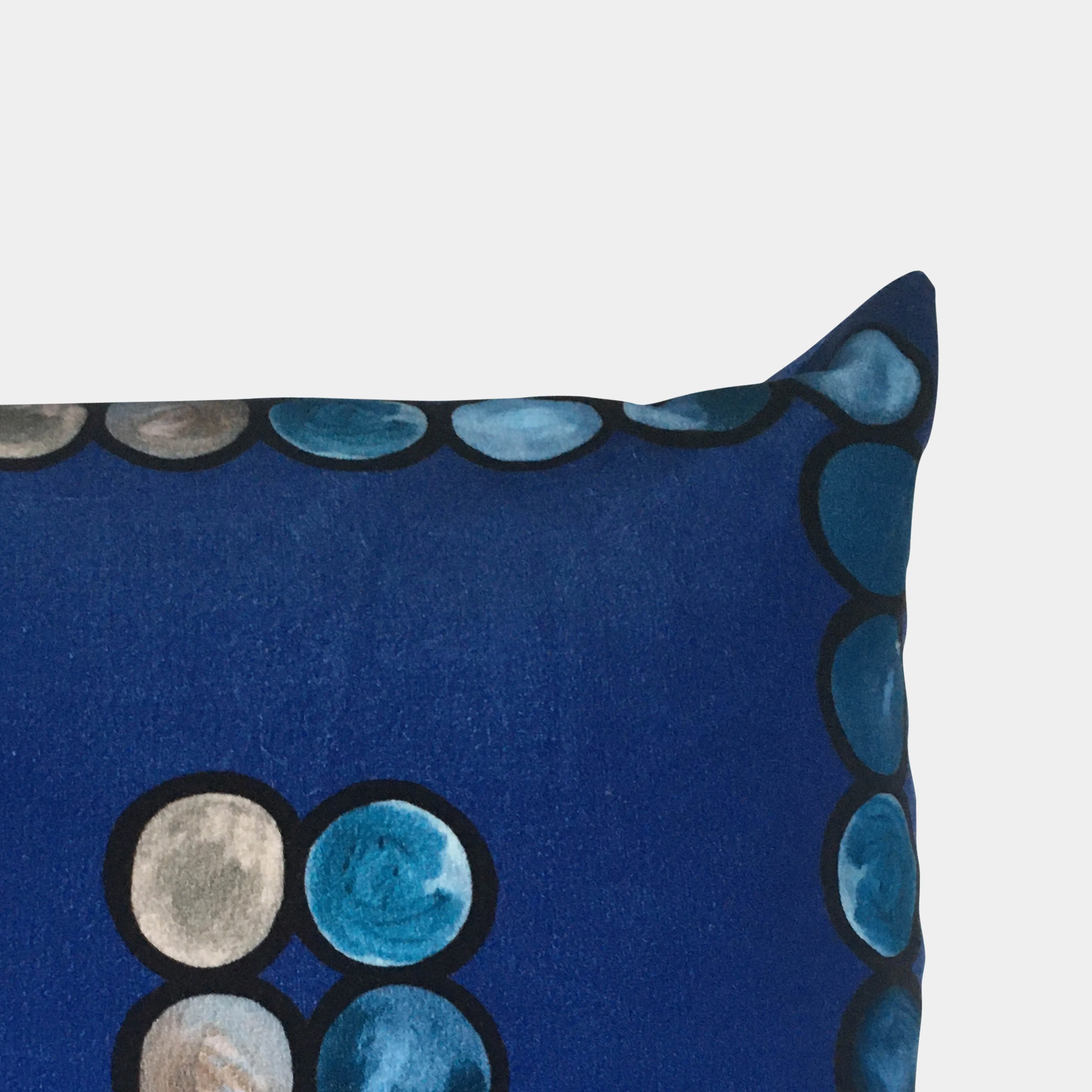 Ombré Circle Velvet Cushion -Cobalt   Grey