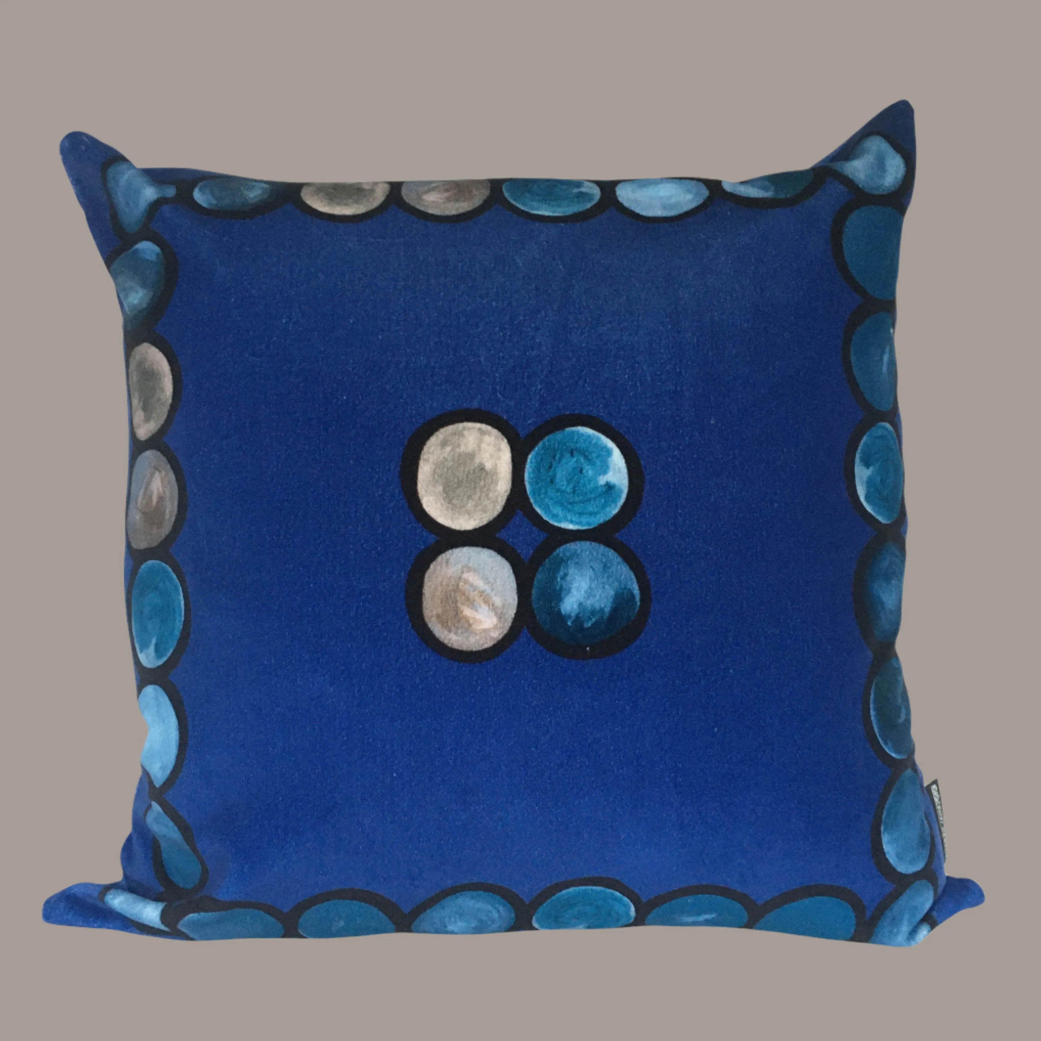 Ombré Circle Velvet Cushion -Cobalt   Grey