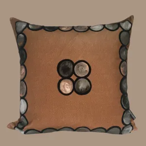 Ombré Circle Velvet Cushion - Mocha   Grey