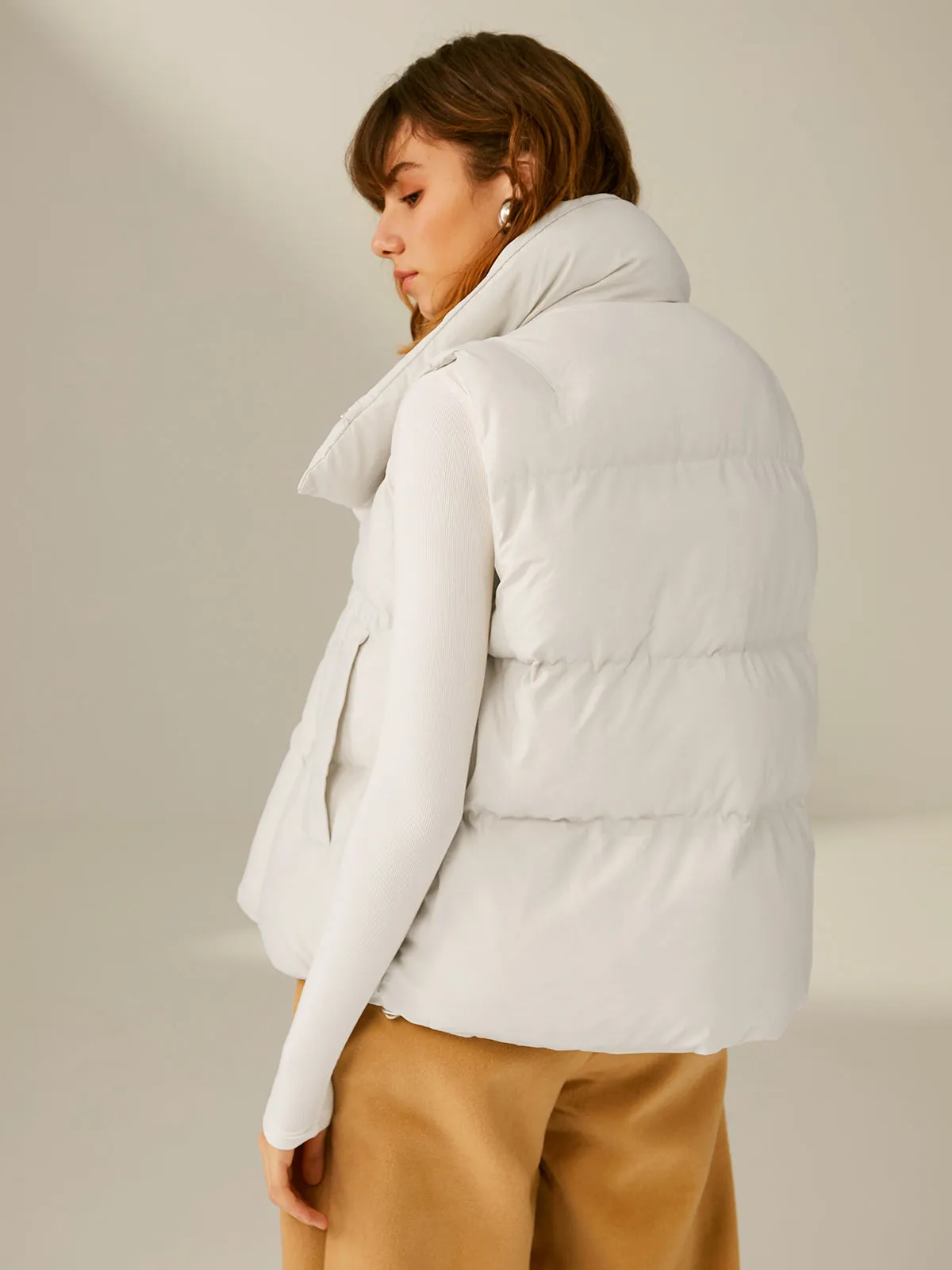 Oversized Funnel Graceful Neck Puffer Vest