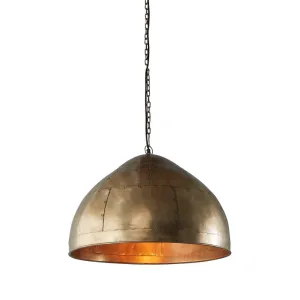 P51 Small - Antique Brass - Iron Riveted Dome Pendant Light