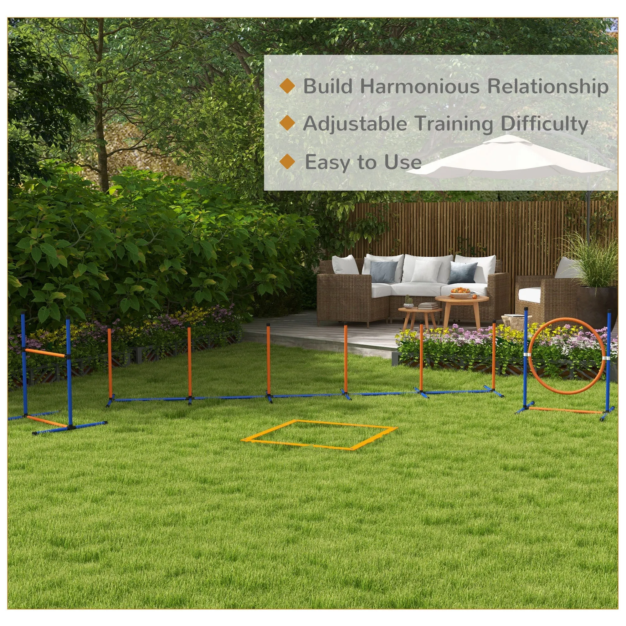 PawHut 8 Piece Dog Agility Equipment Set, Outdoor Agility Kit for Pet, Orange