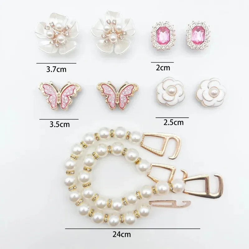 Pearl Chain Cute Rhinestone Charms for Clog Sandal