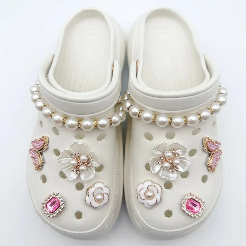 Pearl Chain Cute Rhinestone Charms for Clog Sandal