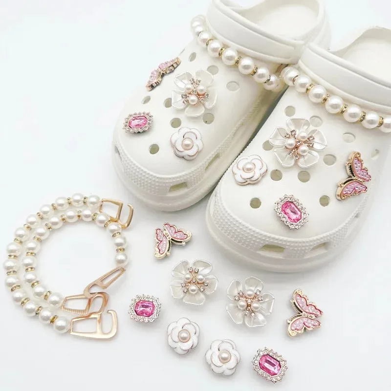 Pearl Chain Cute Rhinestone Charms for Clog Sandal