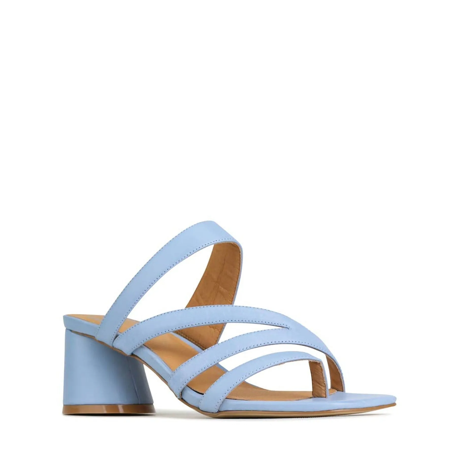 PERRI LEATHER SLIP-ON HEEL SANDALS