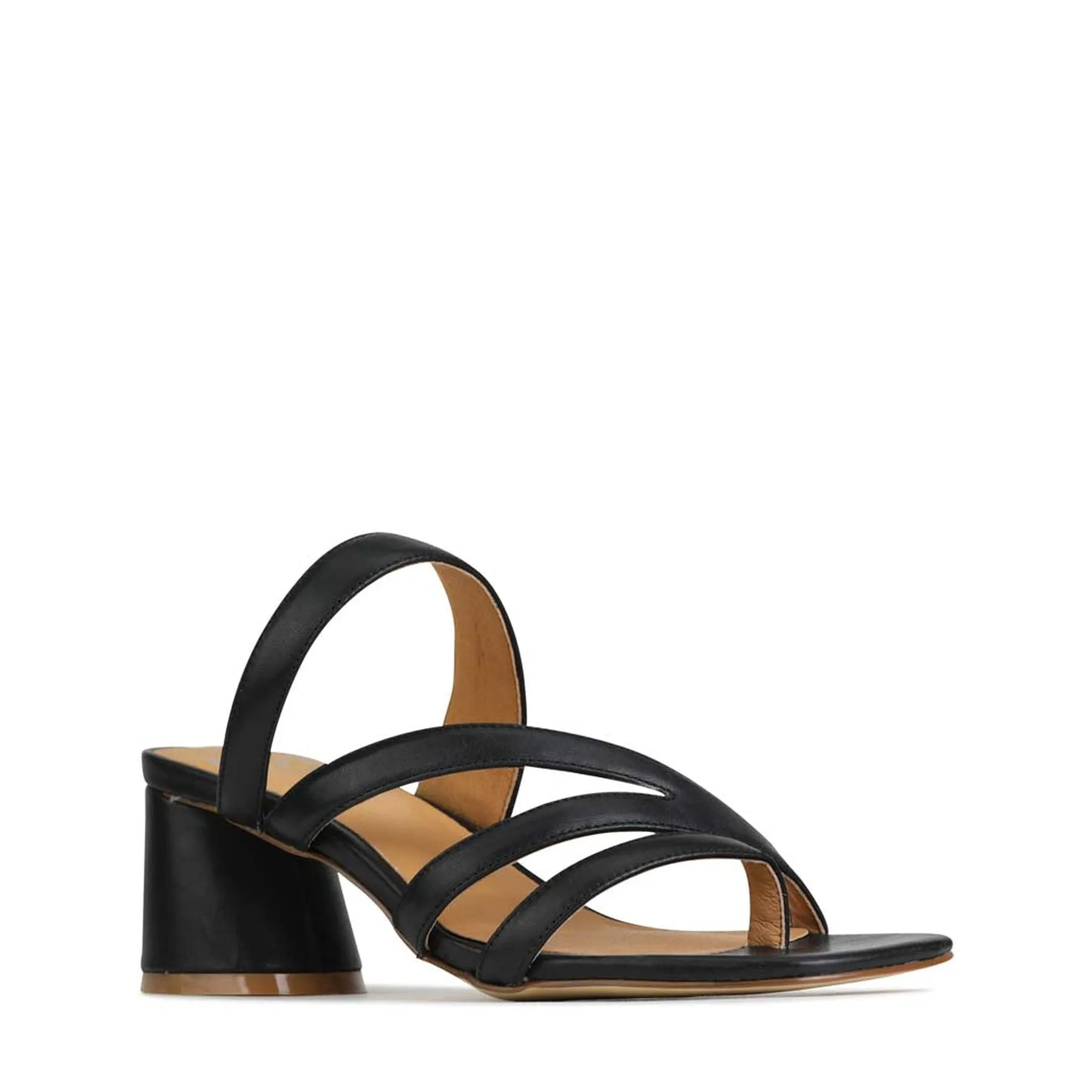 PERRI LEATHER SLIP-ON HEEL SANDALS