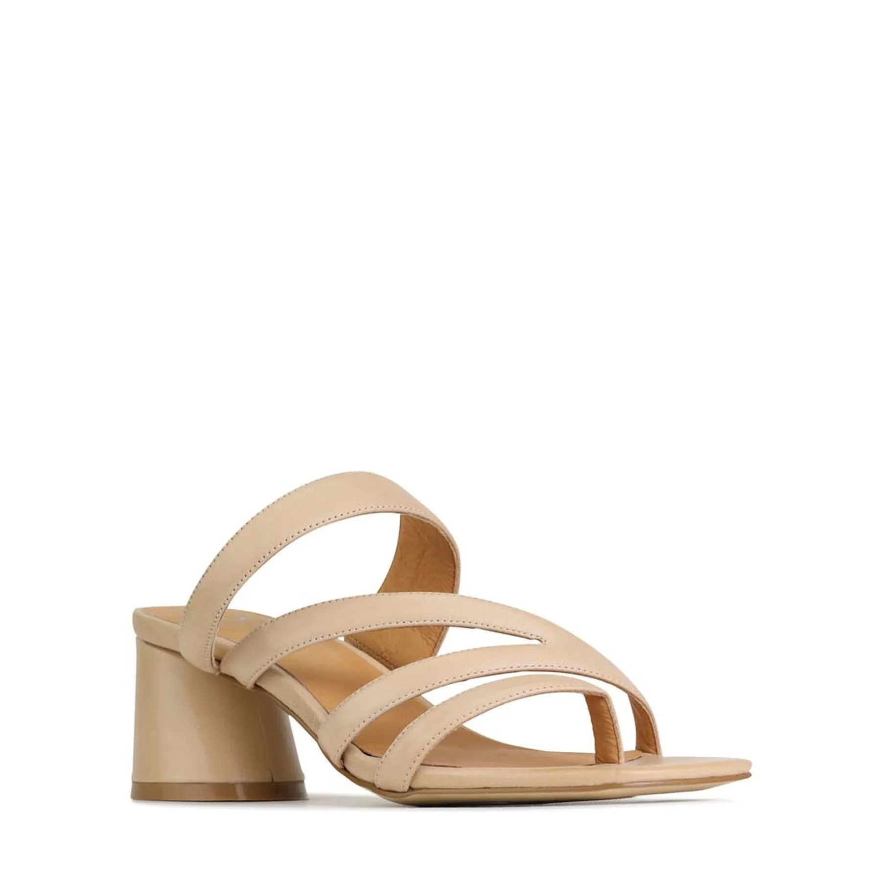 PERRI LEATHER SLIP-ON HEEL SANDALS