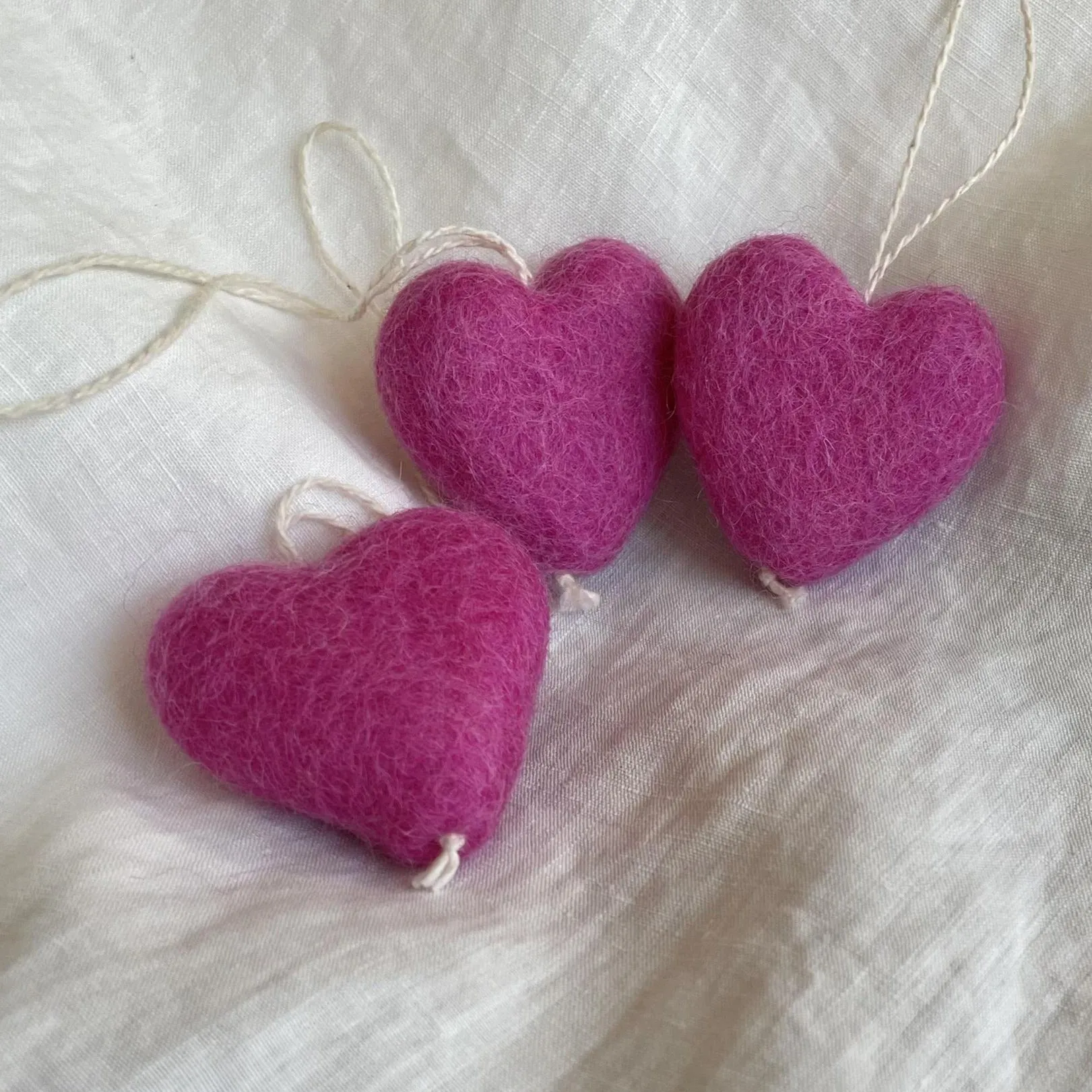 Pink Felted Hearts