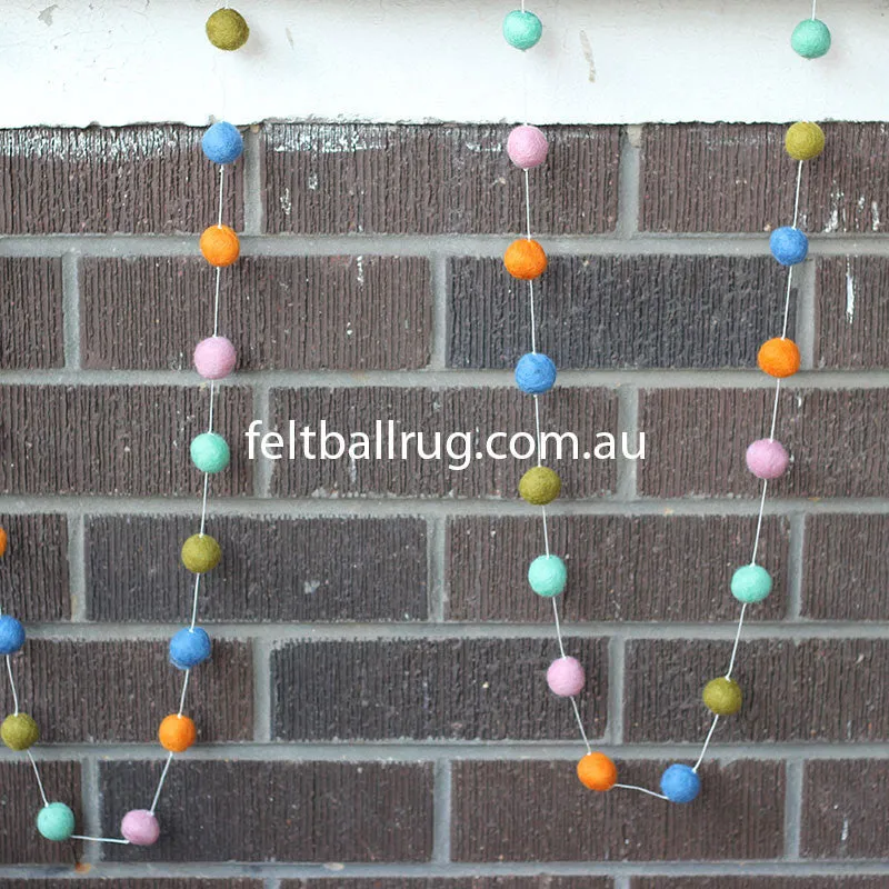 Pom Pom Garland Blue Mint Lime Orange Pink